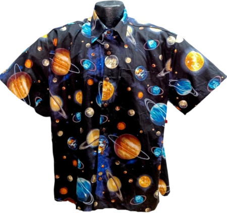 Planets space themed Hawaiian shirt- Made in USA